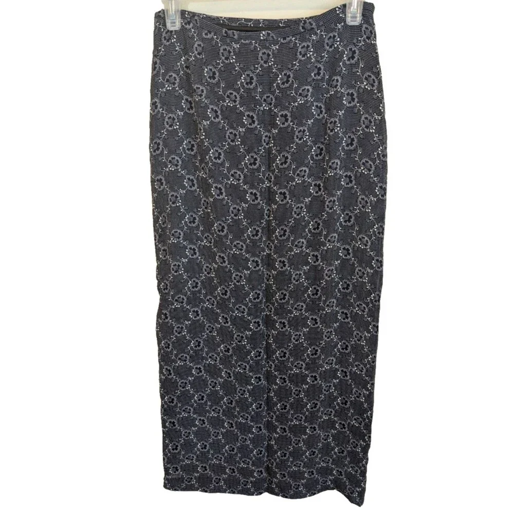 Esprit De Corp Maxi Skirt Flower Side Slit Lined Size 7/8